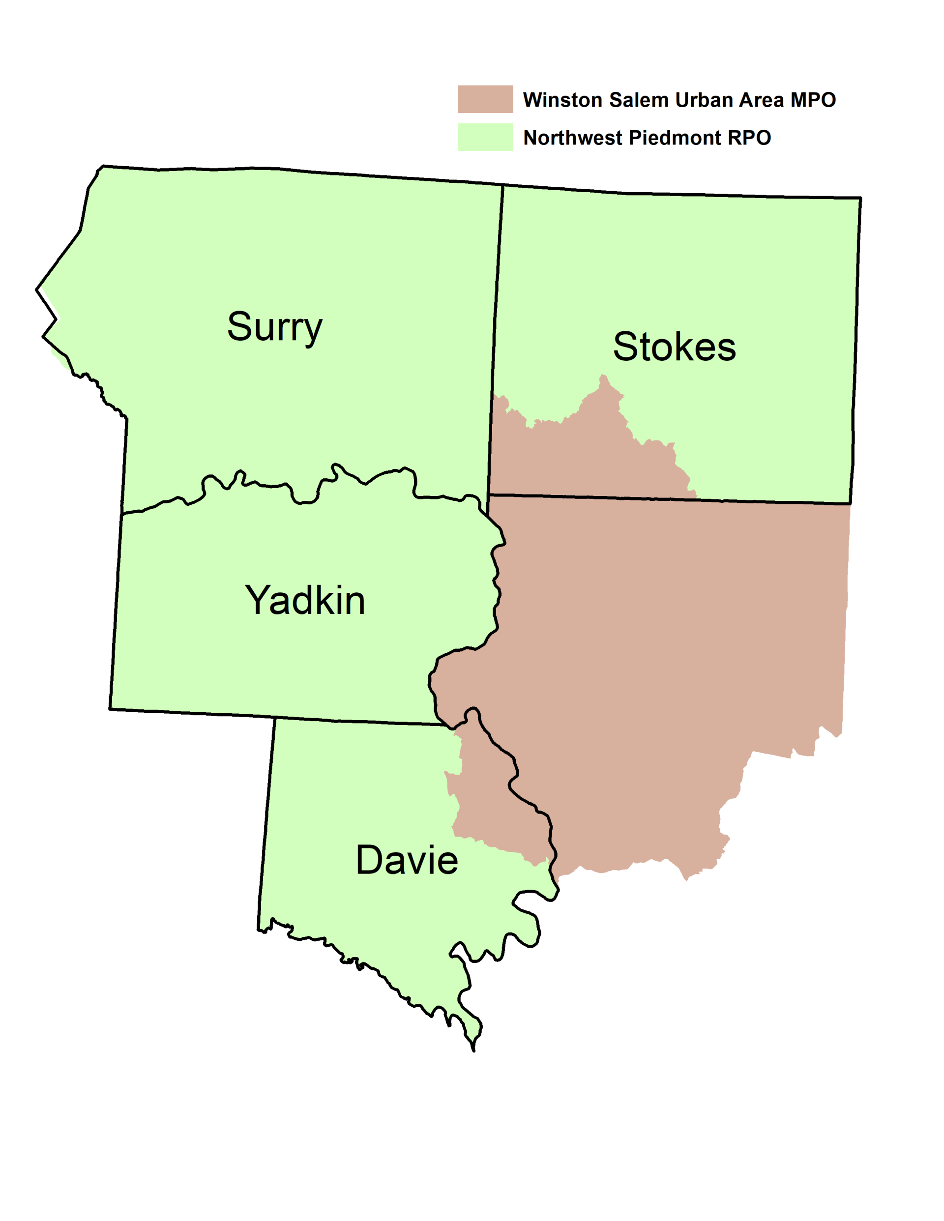 Stokes Surry and Yadkin Counties The Piedmont Triad Regional Council serves as the lead planning agency for the Northwest Piedmont RPO