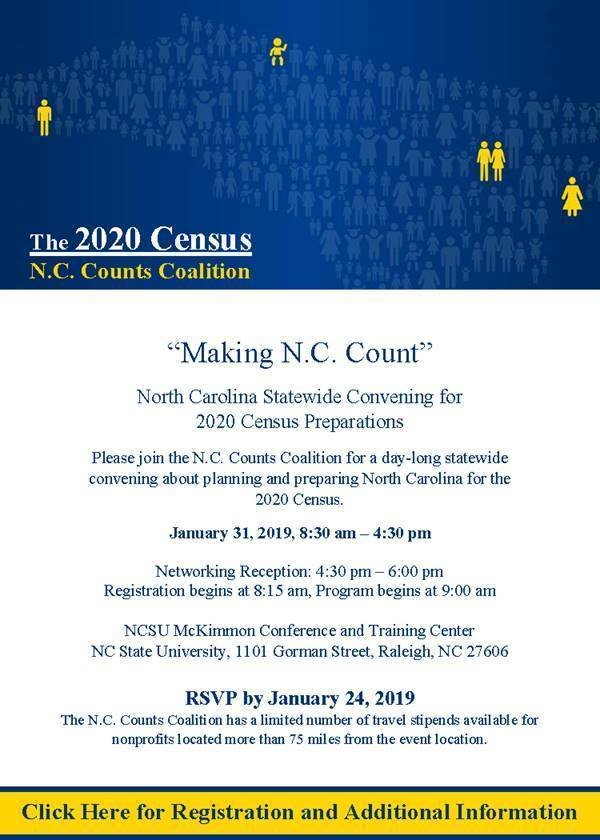 Making NC Count invitation, NCSU McKimmon Center, January 31 2019 at 8:30 am