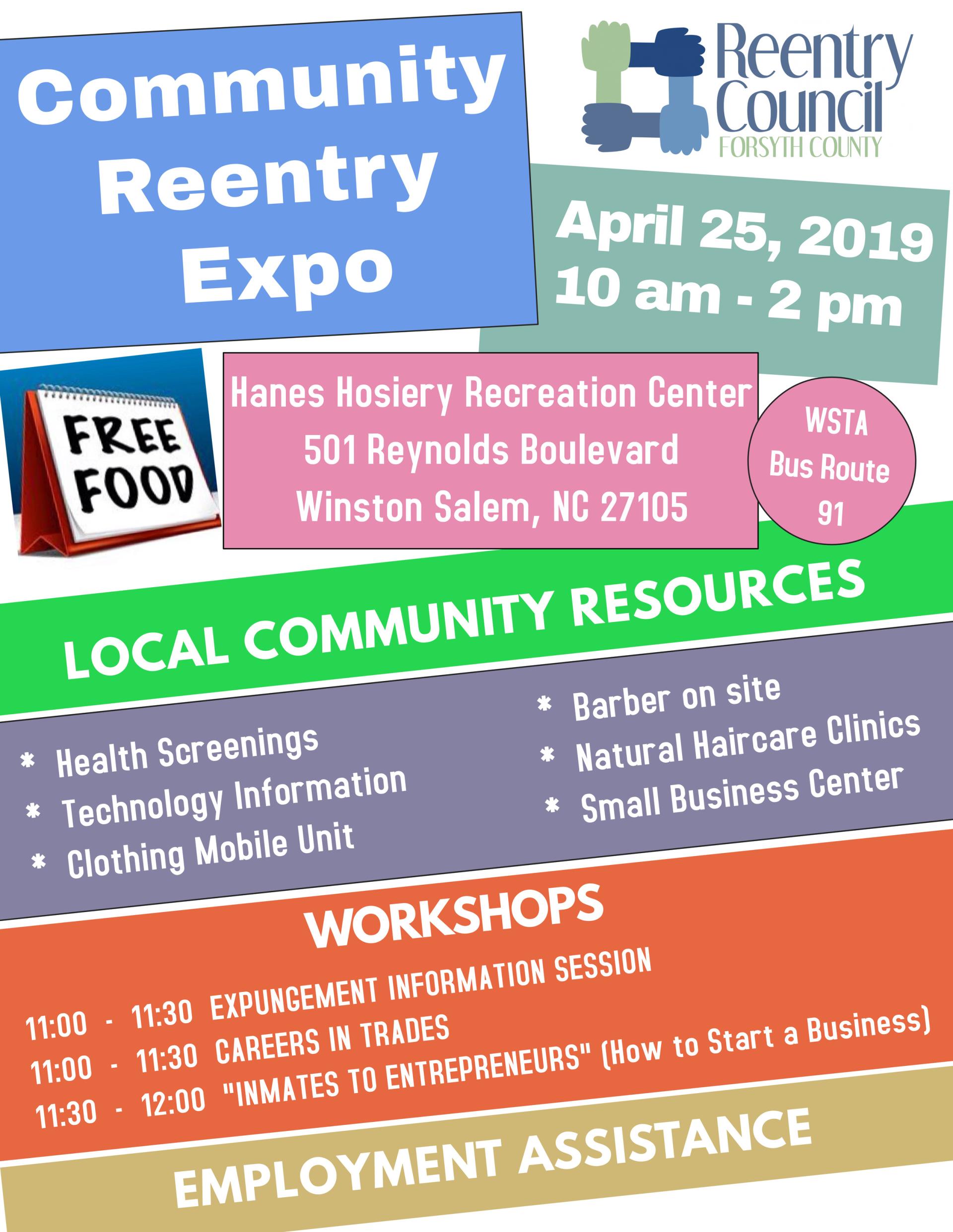 Community Reentry Expo flyer april 25, 2019